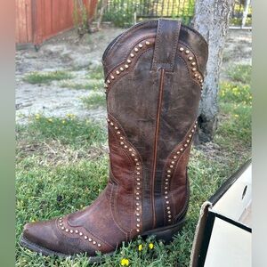 IDYLLWIND REBEL Cowboy Boots Snip Toe Brown Women’s Size 6.5